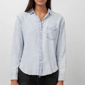Rails Ingrid Raw Button Down Top acid wash